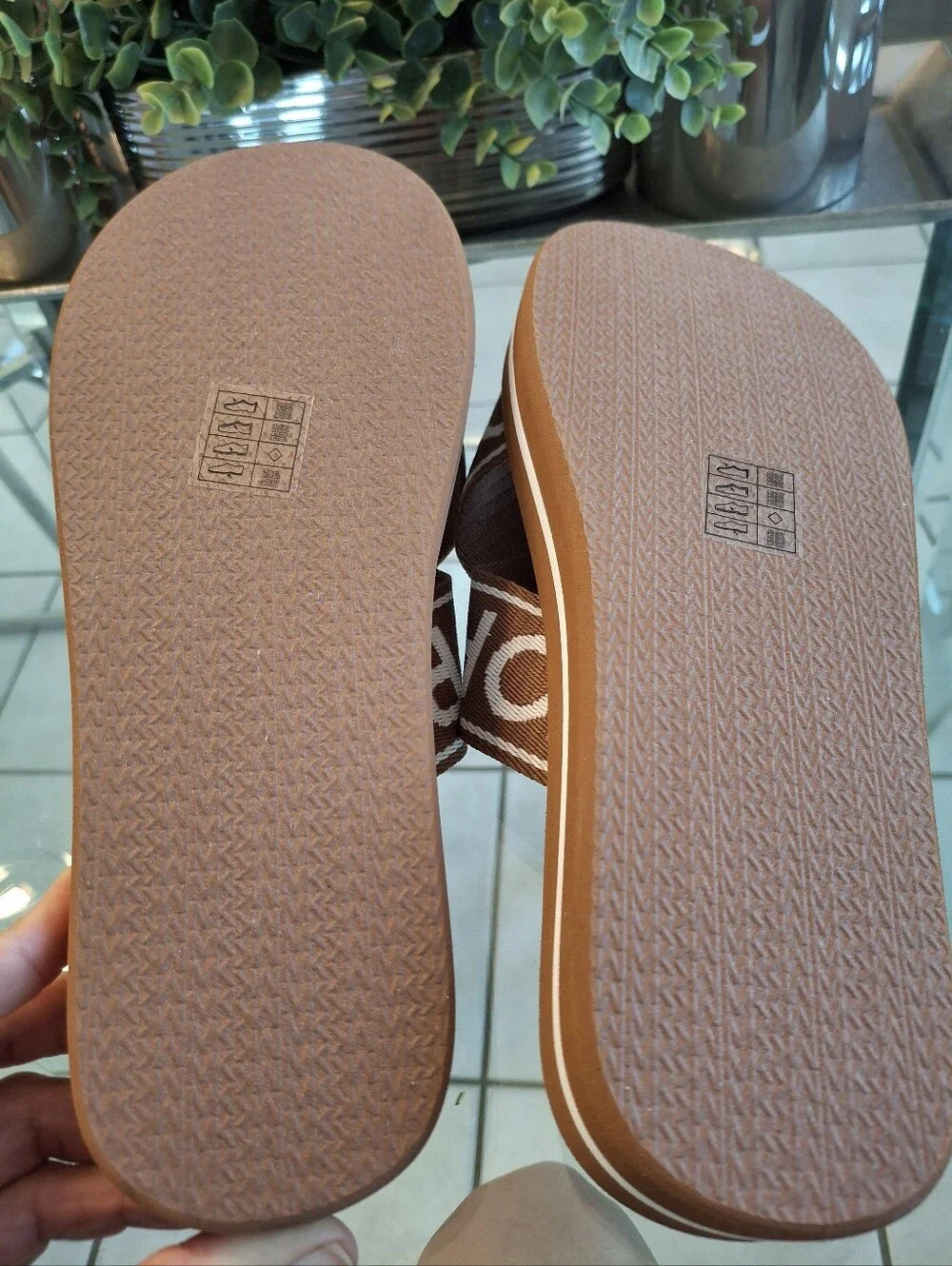 Michael Kors Brown Logo Crisscross Slide Sandals